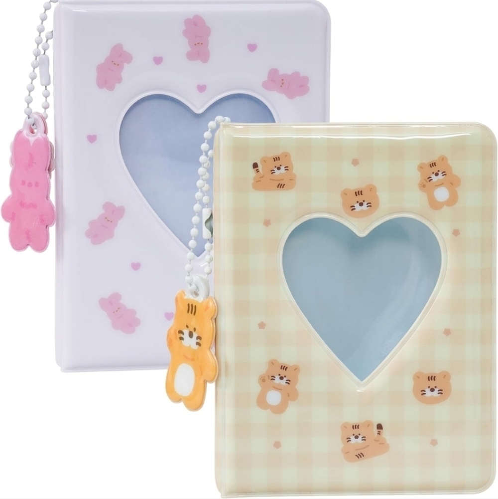Cute Heart-Shaped Photo Albums with Animal Charms two piece set